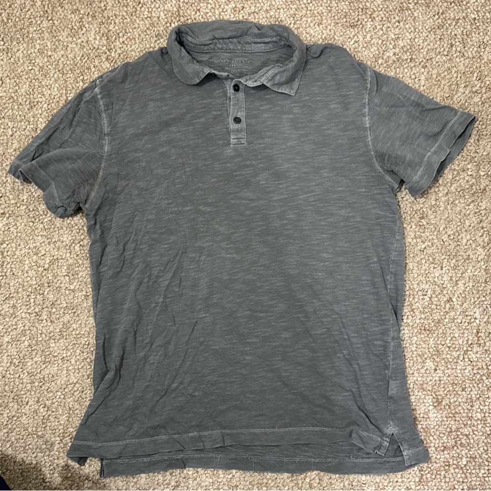 Banana Republic Men's Gray Short-Sleeve Polo Shirt